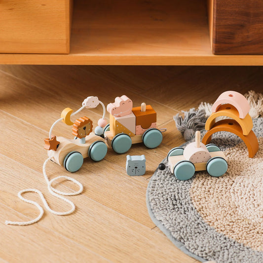 Wooden Montessori Stacking Train